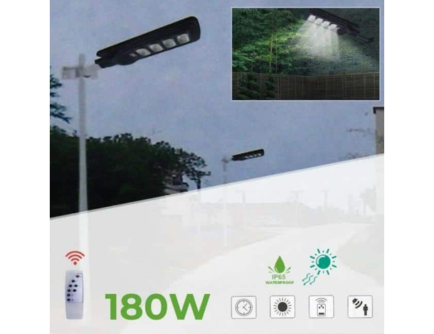 Lampione Stradale a Led 180w Pannello Solare Fotovoltaico Con Staffa e...