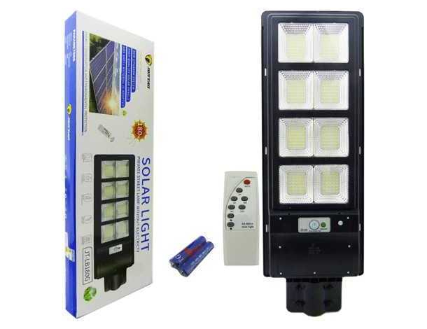 Lampione Stradale a Led 6500K Pannello Solare Fotovoltaico 180w con Telecomando