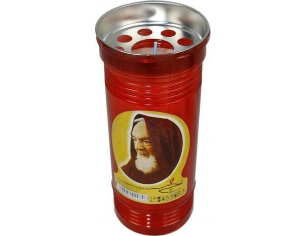 Lumino Votivo T.50 19cm Extra Santo Padre Pio Candela Cera Bianca Lume Luce