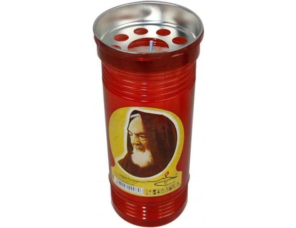 Lumino Votivo T.60 19,5 cm Extra Santo Padre Pio Candela Cera Bianca Lume Luce