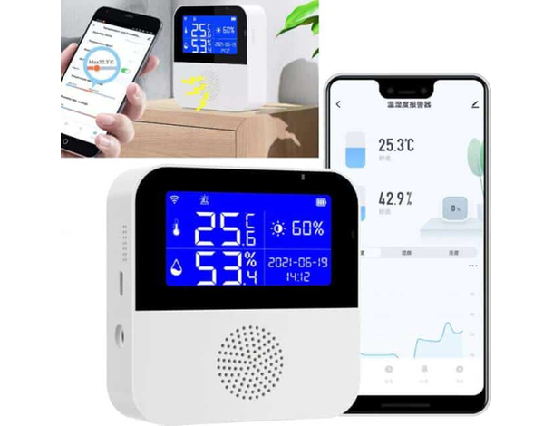 Termometro Wi-Fi Smart Sensore Temperatura Umidità Misuratore Igrometro Sonda
