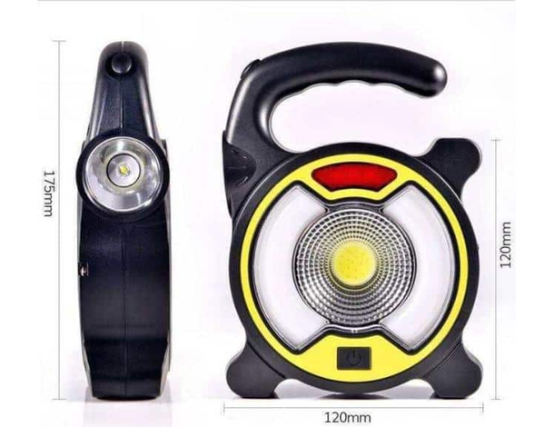 Torcia Emergenza LED 4 Modalità Maniglia Tonda Pannello Solare Ricaricabile