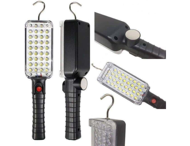 Torcia Portatile Lampada Emergenza 34 LED Calamitata Gancio Ricaricabile...