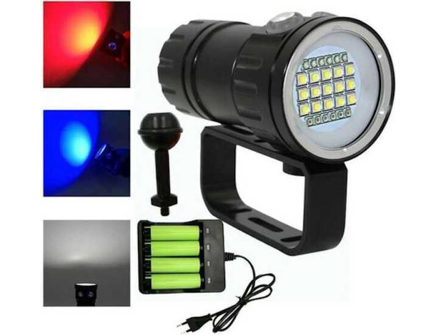 Torcia Subacquea da Sub 20000 lumen con Manico per Immersioni Scuba Diving Mare