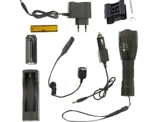 Torcia Tattica 80000 watt Militare Luce LED Alluminio Polizia Batteria Nero