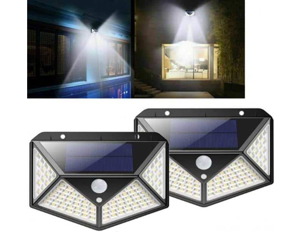 2x Faretto 100 Led Lampada Luce per Esterno ad Energia solare Sensore Movimento