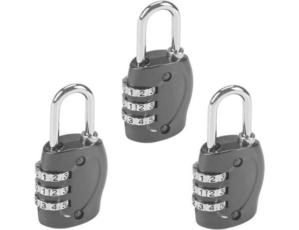 3x Lucchetti con Combinazione a 3 Cifre Bagaglio Valigia Trolley Armadietti