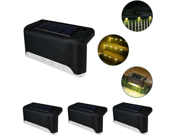 4x Faretto Solare a Led Lampada Giardino Segnapasso Recinzione Luce per Esterno