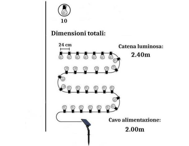 Catena luminosa led solare esterno 10 bulbi lampadina trasparente calda 4 Catena luminosa led solare esterno 10 bulbi lampadina trasparente calda 4