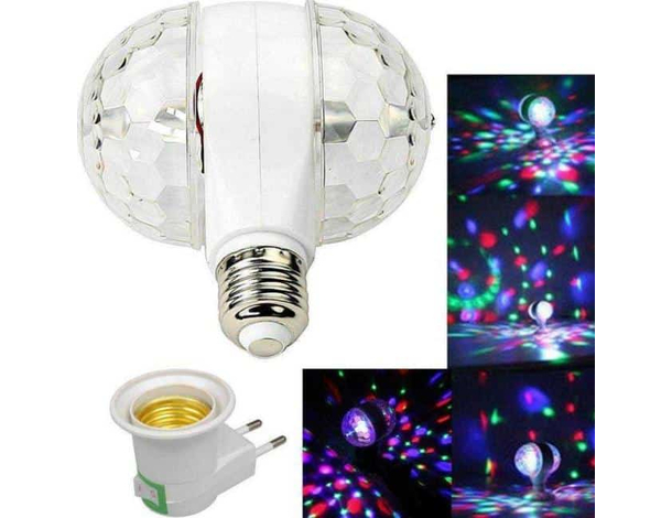 Lampada a Led Mini Proiettore Doppia Rotazione e27 Effetto Disco con Adattatore