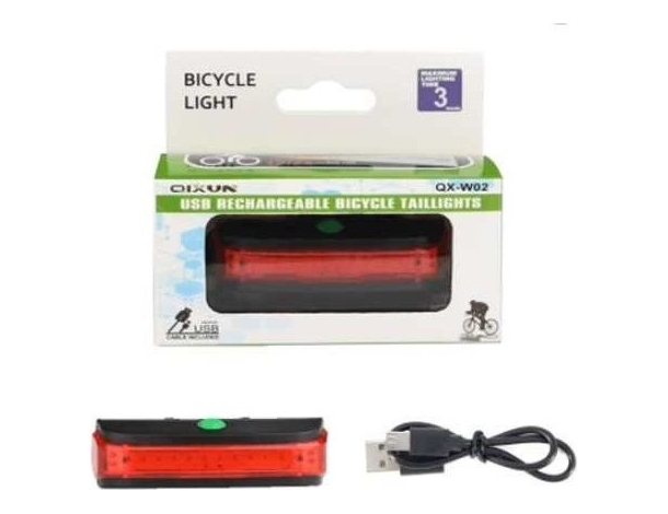 Luce Posteriore per Bicicletta a Led Ricaricabile qx-w02 Cavo USB Visibilità