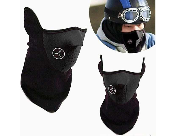 Maschera antivento micropile ventilata velcro nero scaldacollo calda comoda