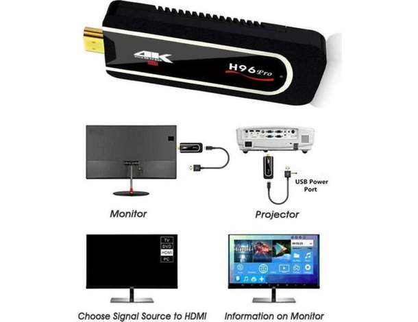 Smart TV Box Dongle Android 7.1 2GB + 8GB Wi-Fi 4K HD Bluetooth IPTV H96 Pro
