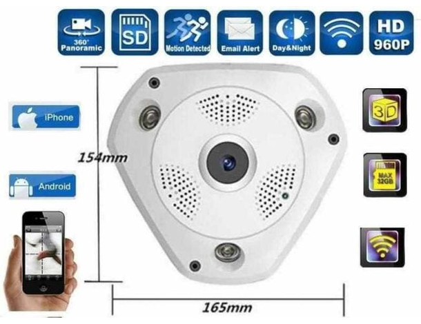 Videocamera 360° Gradi Panoramica HD Sorveglianza IP Camera Wi-Fi Casa...
