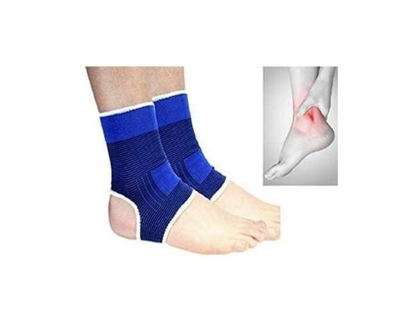 2x Fascia Elastica per Caviglia Elasticizzata Distorsioni Contusioni Blu...