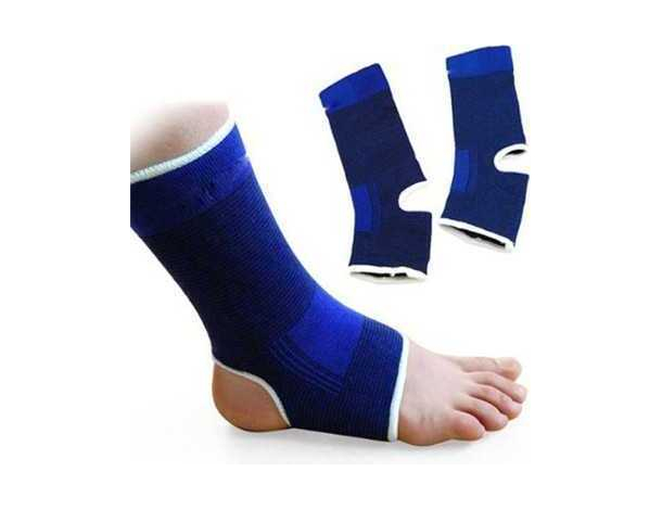 2x Fascia Elastica per Caviglia Elasticizzata Distorsioni Contusioni Blu...