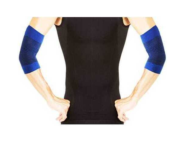 2x Fascia per Gomito Elastica Supporto Per Infortuni Blu Universale...