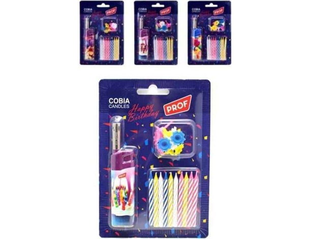 2x happy birthday candeline compleanno+accendino pistolato 4 modelli