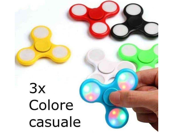 3x Fidget Spinner Antistress Cuscinetto a Sfera Tascabile Luci Led Passatempo...
