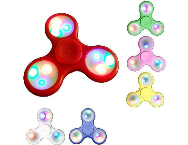 3x Fidget Spinner Antistress Cuscinetto a Sfera Tascabile Luci Led Passatempo