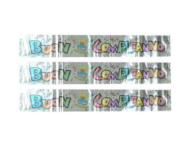 3x Striscione Buon Compleanno Decorazione Feste Party 180x10 mm Festoso