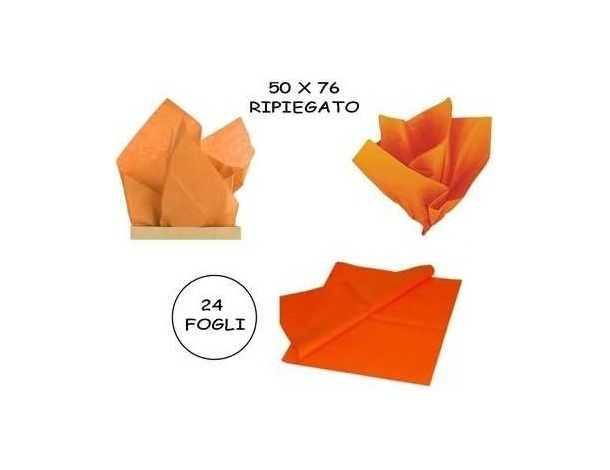 24x Fogli Carta Velina 21gr Colore Arancione 50x76cm Cartamodello Hobby...