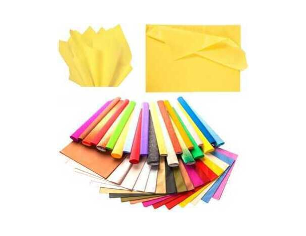 24x Fogli Carta Velina 21gr Colore Giallo Chiaro 50x76cm Cartamodello Hobby