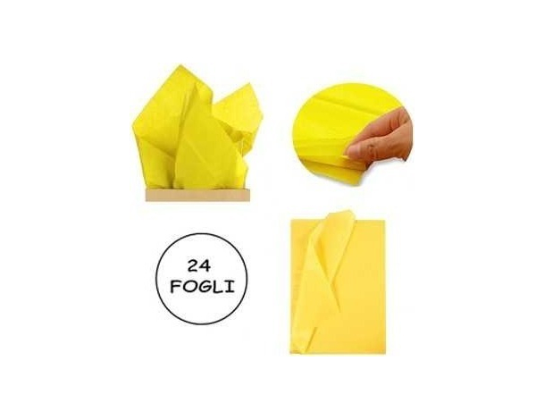 24x Fogli Carta Velina 21gr Colore Giallo Chiaro 50x76cm Cartamodello Hobby...