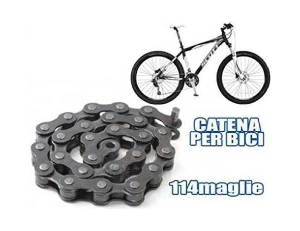 Catena ricambio bicicletta 1/2" x 1/8" 114 maglie strada bike acciaio bici...