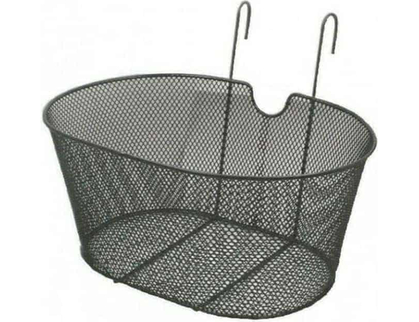 Cestino Anteriore Ovale per Bicicletta con Ganci Bici 38x30x22cm Ferro Nero...
