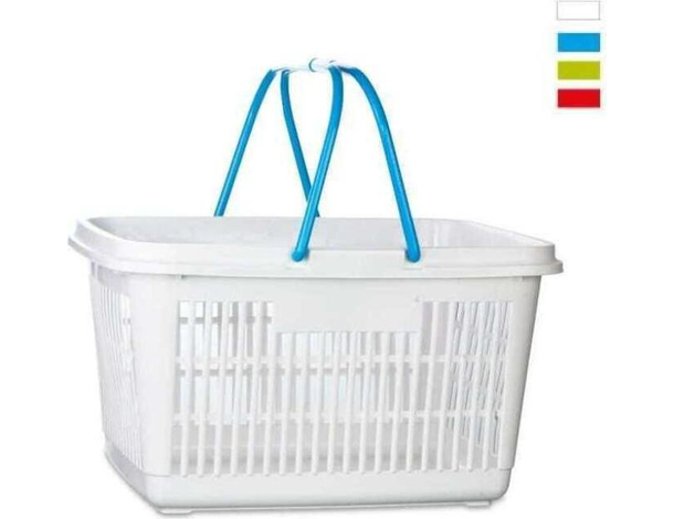 Cesto multiuso per la spesa in plastica con maniglie colorato 31x42x23 cm