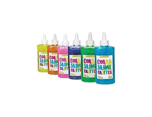 Colla Slime Glitterata da 177ml con Attivatore da 60ml Blu Giallo Gioco Hobby