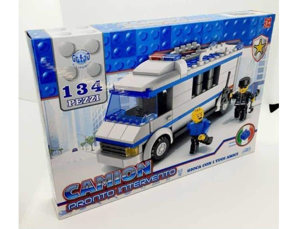 Costruzioni giocattolo per bambini camion pronto intervento con 2 personaggi