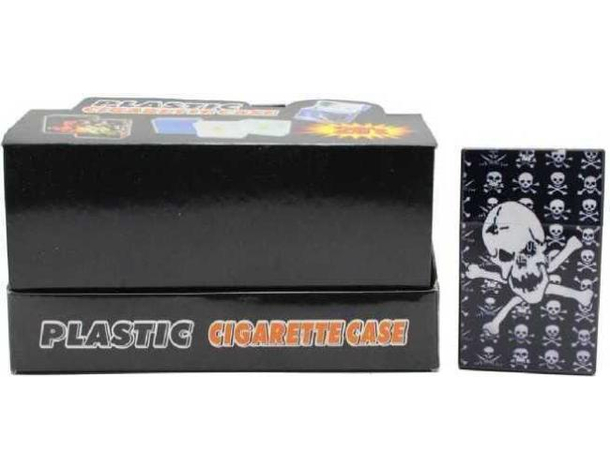 Custodia per Sigarette Case Plastica Rigida Design con Teschi Push Here to Open