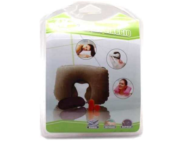 Kit 3 in 1 per riposo viaggio cuscino mascherina tappi