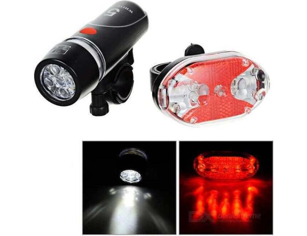 Luci per Bicicletta 5 Led Faretto Posteriore Torcia Anteriore Bici Sicurezza
