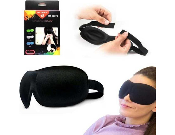 Mascherina da viaggio per dormire buio benda maschera molla occhi notte 3d