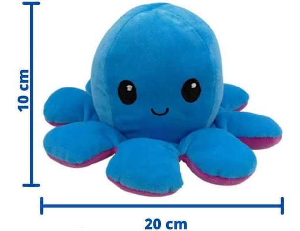 Polipo Peluche Reversibile Arrabbiato Felice Bicolore Cambia Umore Morbido...