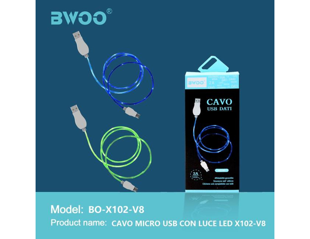 Cavo Usb Carica Led Luminoso MICRO USB Carica Rapida Trasferimento Dati 2.4A...