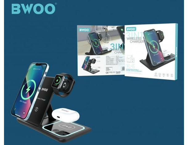 Caricabatterie Wireless Base Stazione di Ricarica Senza Fili QI Induzione...