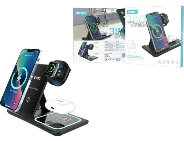 Caricabatterie Wireless Base Stazione di Ricarica Senza Fili QI Induzione...