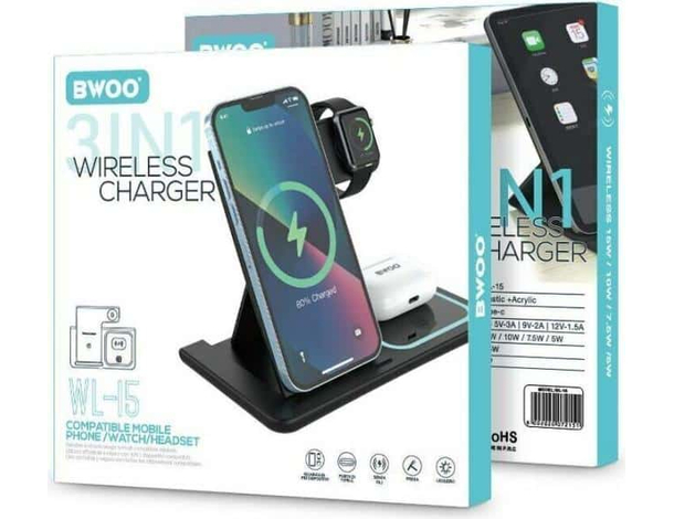 Caricabatterie Wireless Base Stazione di Ricarica Senza Fili QI Induzione...