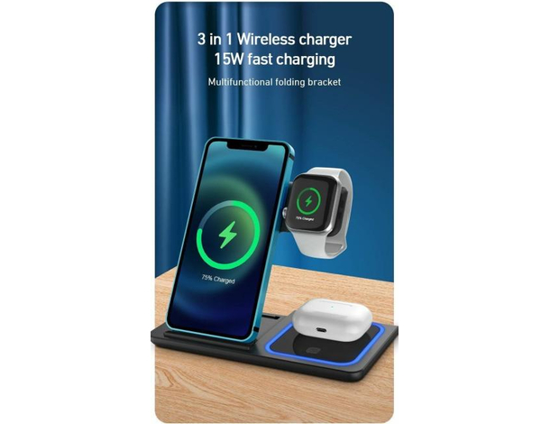 Caricabatterie Wireless Base Stazione di Ricarica Senza Fili QI Induzione...