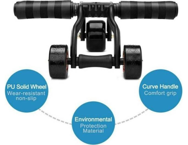 Attrezzo per addominali schiena ginnastica sport 3 ruote fitness body fisico