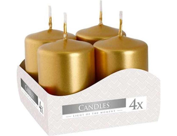 12x Candele Oro Stoppino Lumini In Vera Cera Decorazione Natale 3,8x6 cm