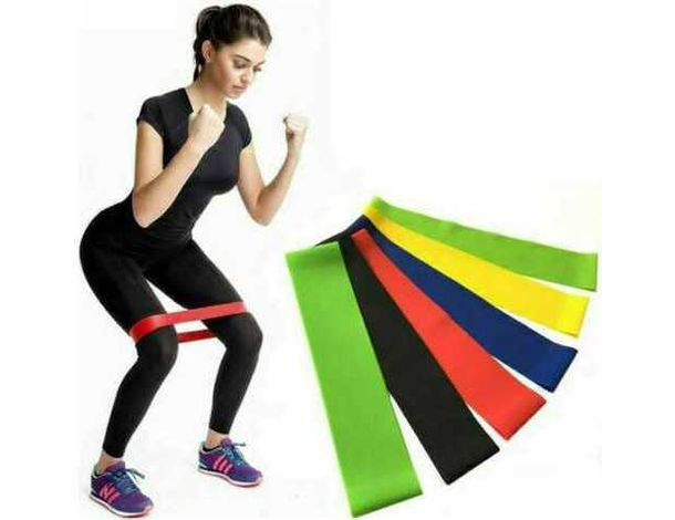 10x fasce bande elastiche resistenza fitness palestra allenamento silicone...