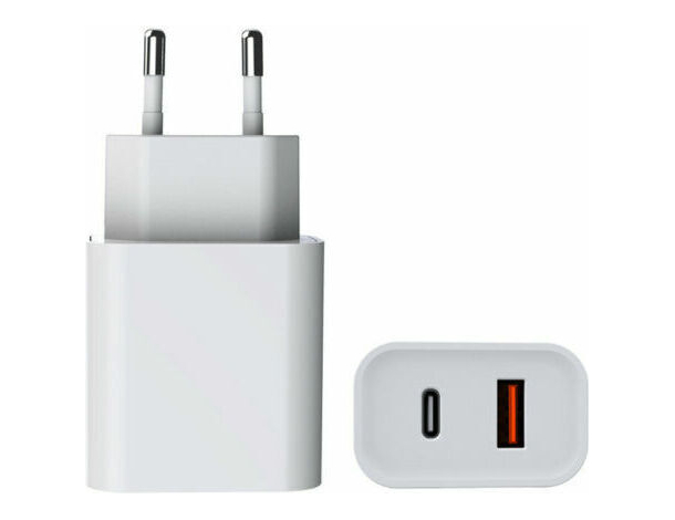 Caricabatteria Alimentatore Doppia Porta USB/USB C Ricarica Rapida 30W 2.4A