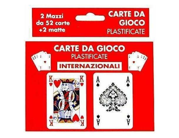 2x Mazzi di Carte da Gioco Poker 52 Carte Giochi Ramino Burraco Scala 40 2