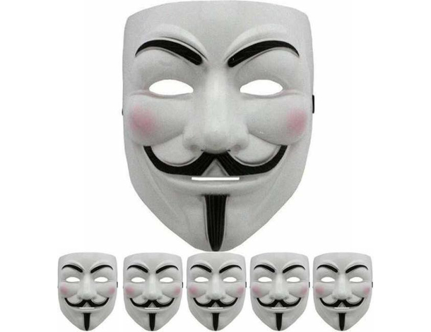 5x Maschera V Per Vendetta Maschere Guy Fawkes Anonymous In Plastica Carnevale