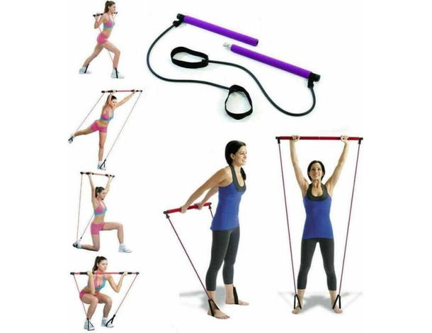 Attrezzo pilates elastico esercizi braccia resistenza corda elastica...